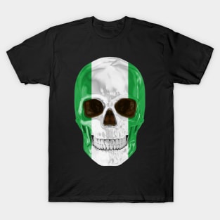 Nigeria Flag Skull - Gift for Nigerian With Roots From Nigeria T-Shirt